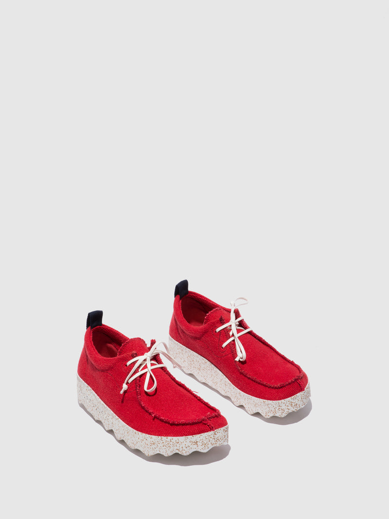 ASPORTUGUESAS Lace-up Trainers CHAT_L Red Recyled Linen