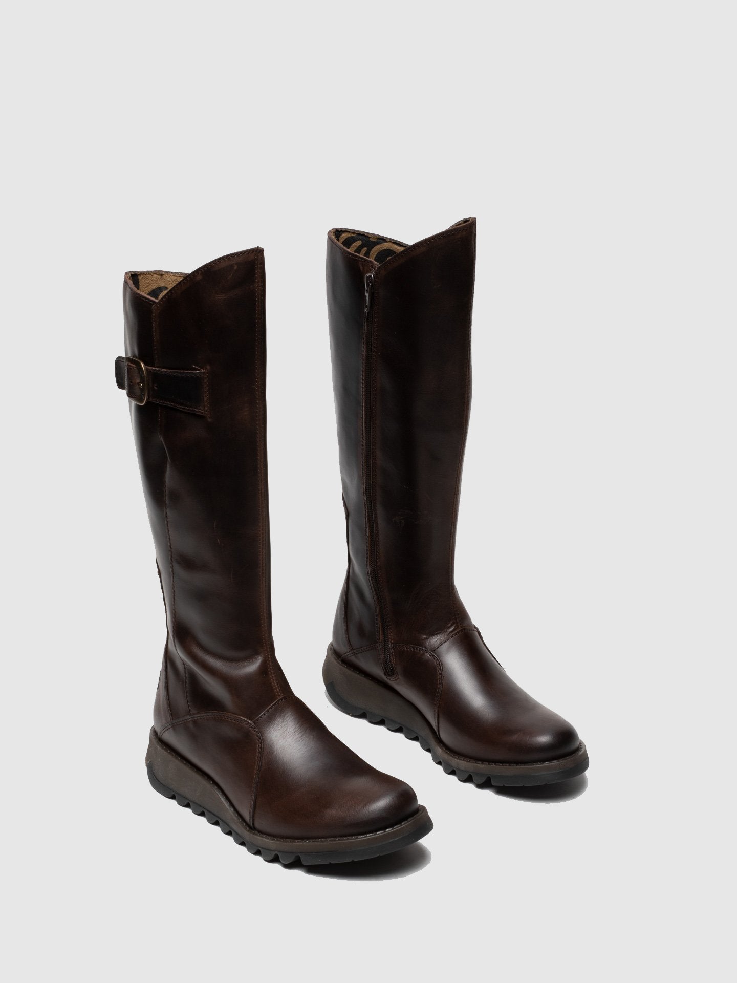 Fly London Brown Leather Zip Up Boots