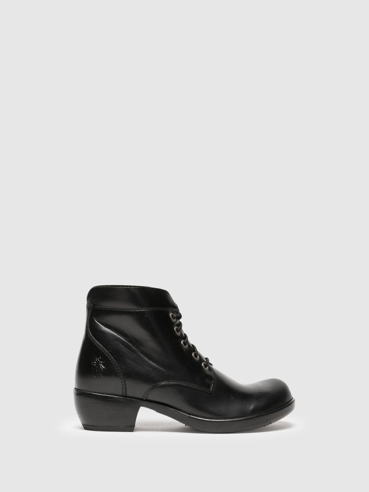 Fly London Coal Black Lace-up Ankle Boots