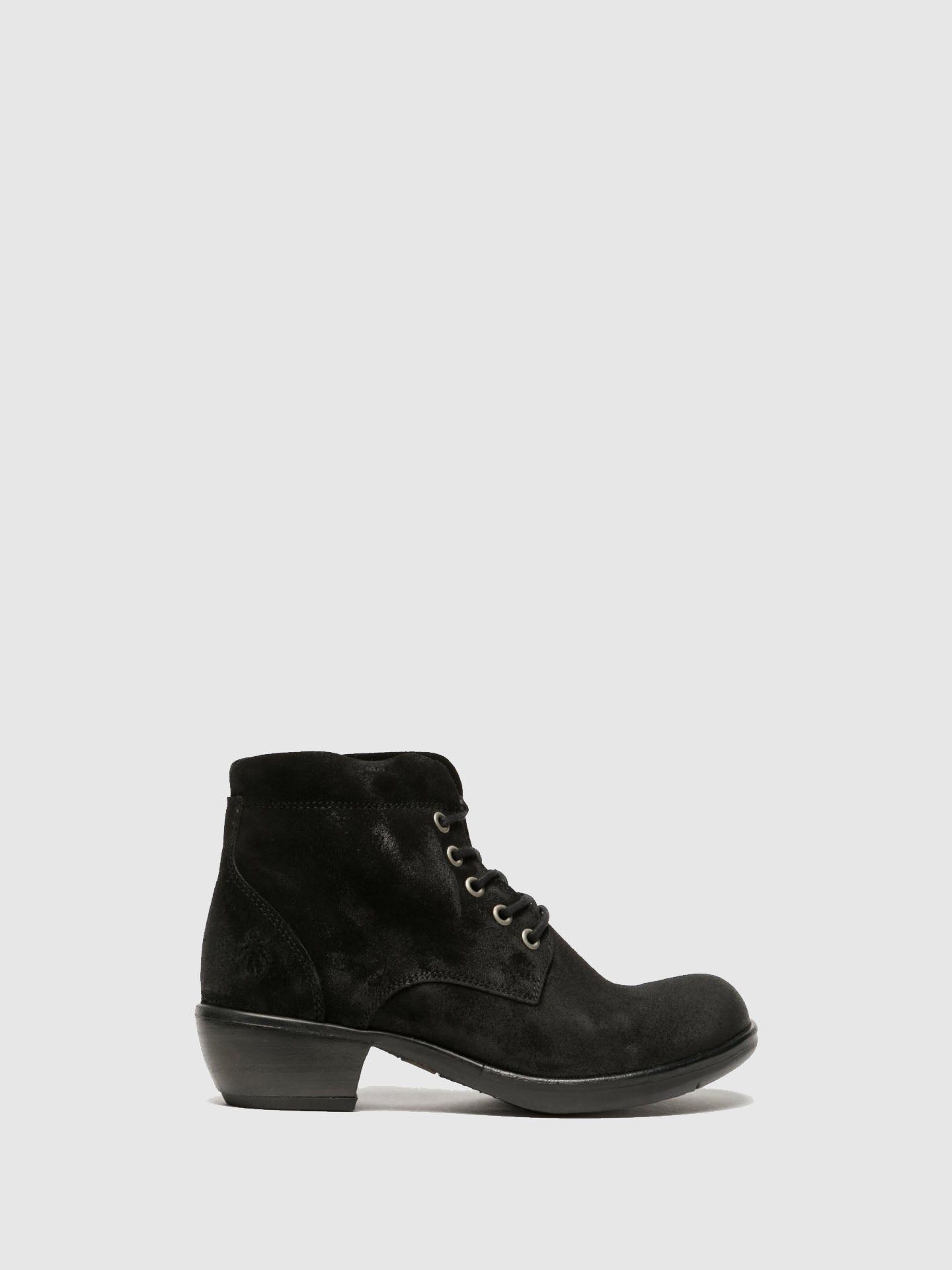 Fly London Black Lace-up Ankle Boots