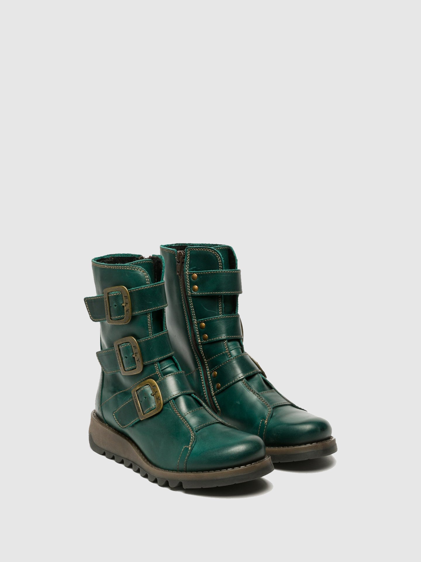 Fly London Green Buckle Ankle Boots