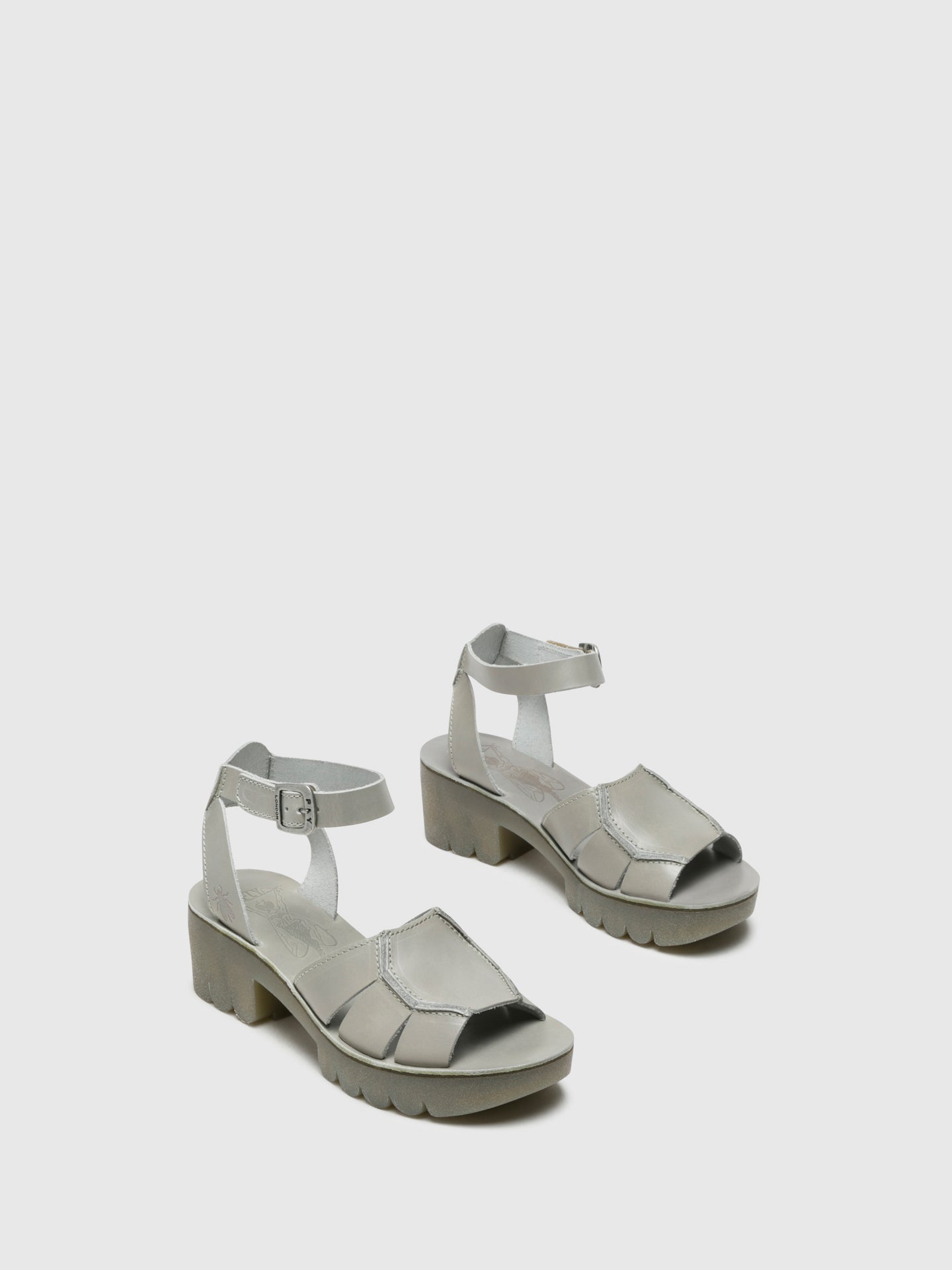 Fly London Gray Buckle Sandals