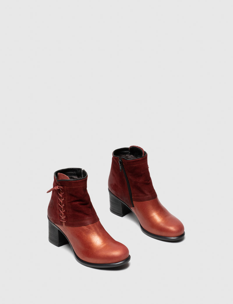 Fly London Red Zip Up Ankle Boots