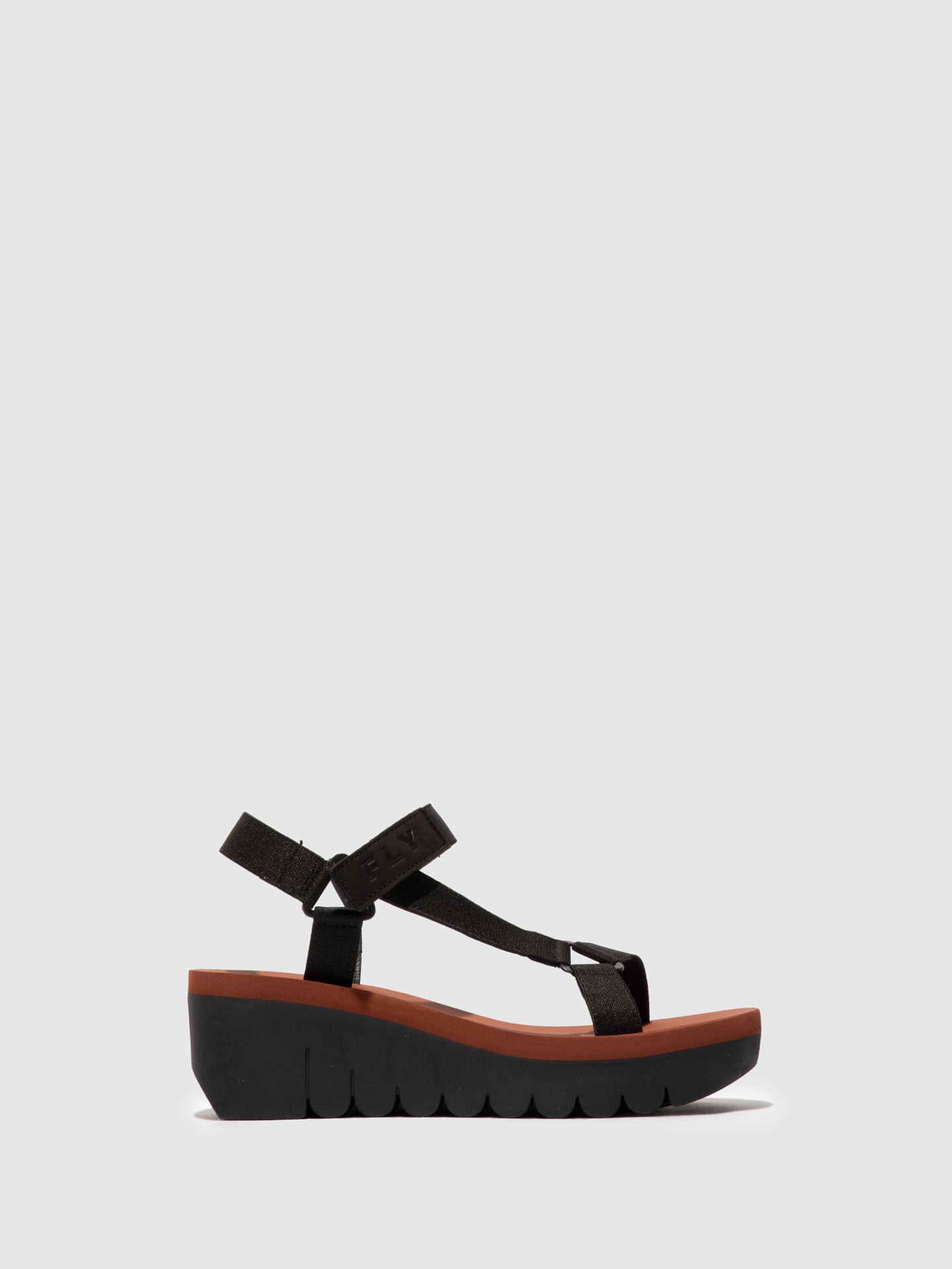 Fly London Velcro Sandals YEFA726FLY CUPIDO BLACK (BRICK)