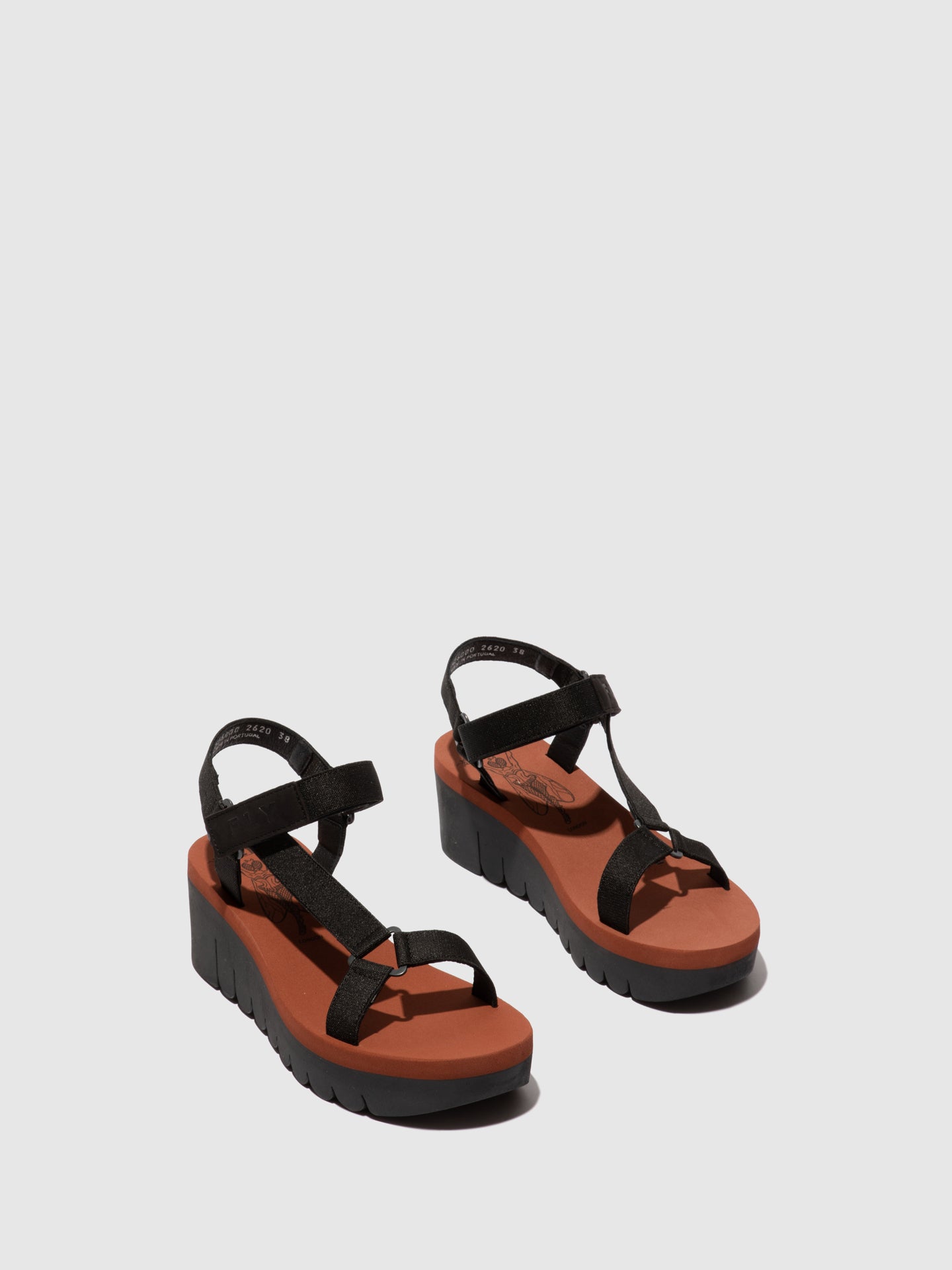 Fly London Velcro Sandals YEFA726FLY CUPIDO BLACK (BRICK)