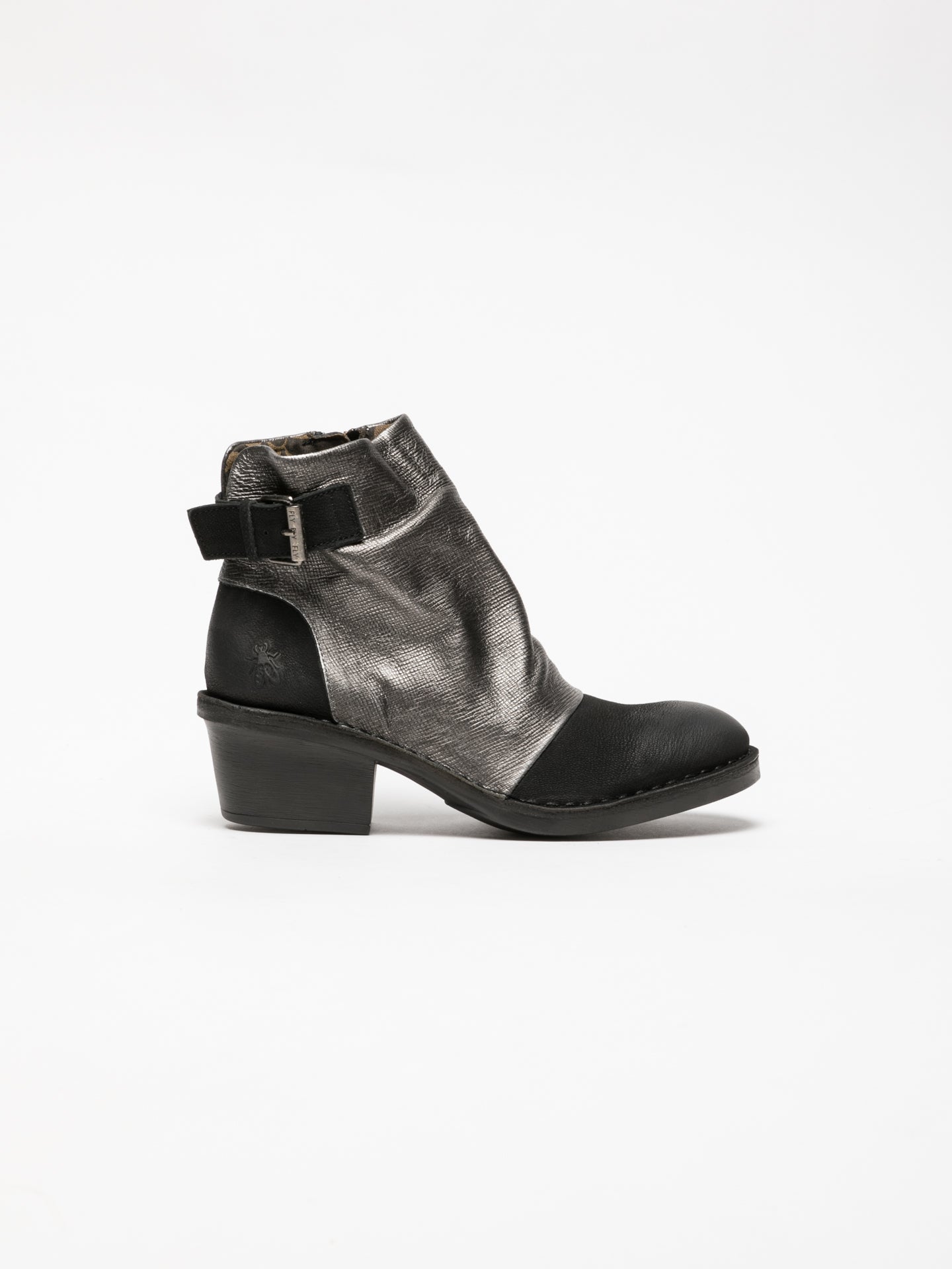 Fly London Silver Buckle Ankle Boots