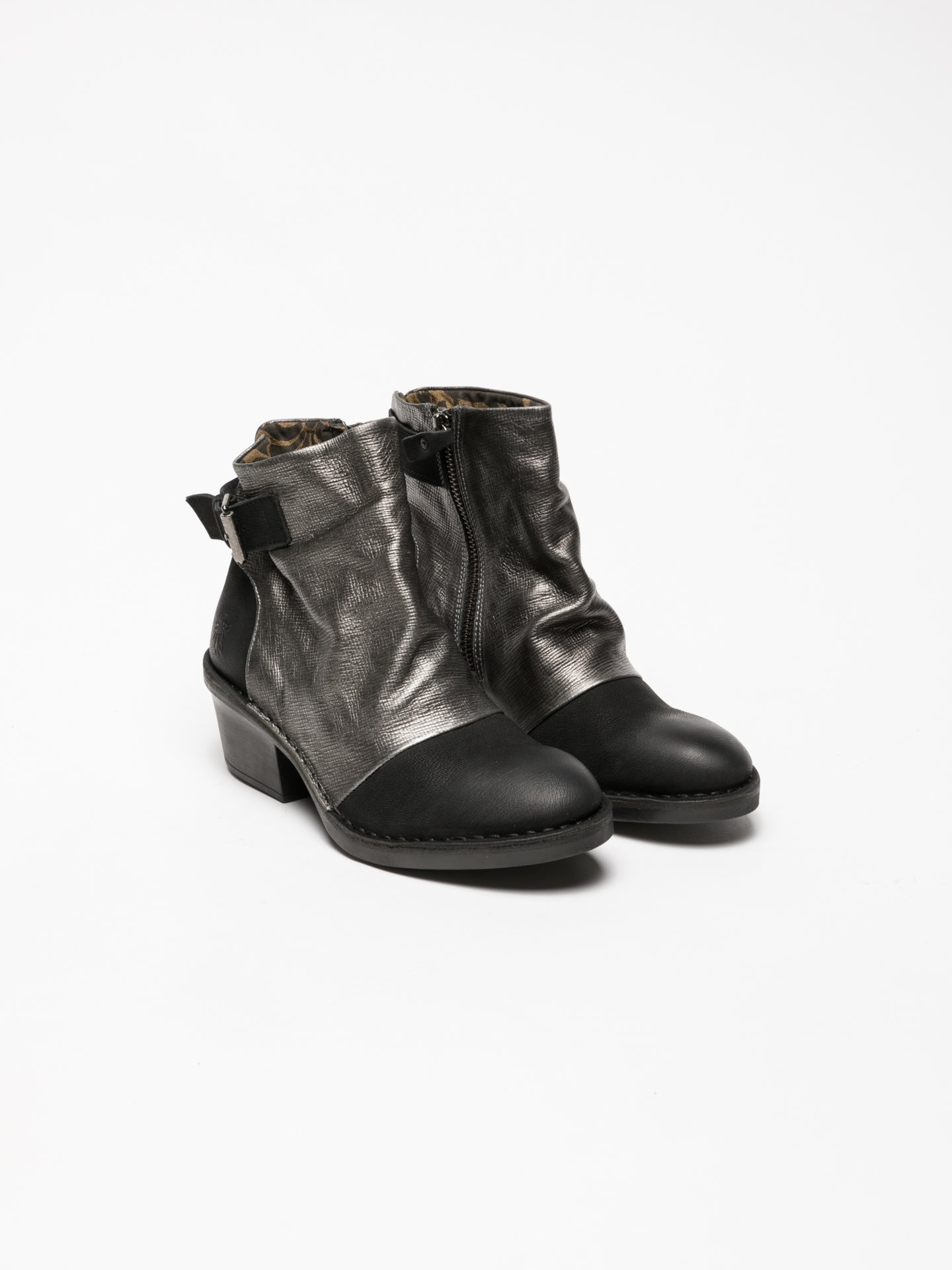 Fly London Silver Buckle Ankle Boots