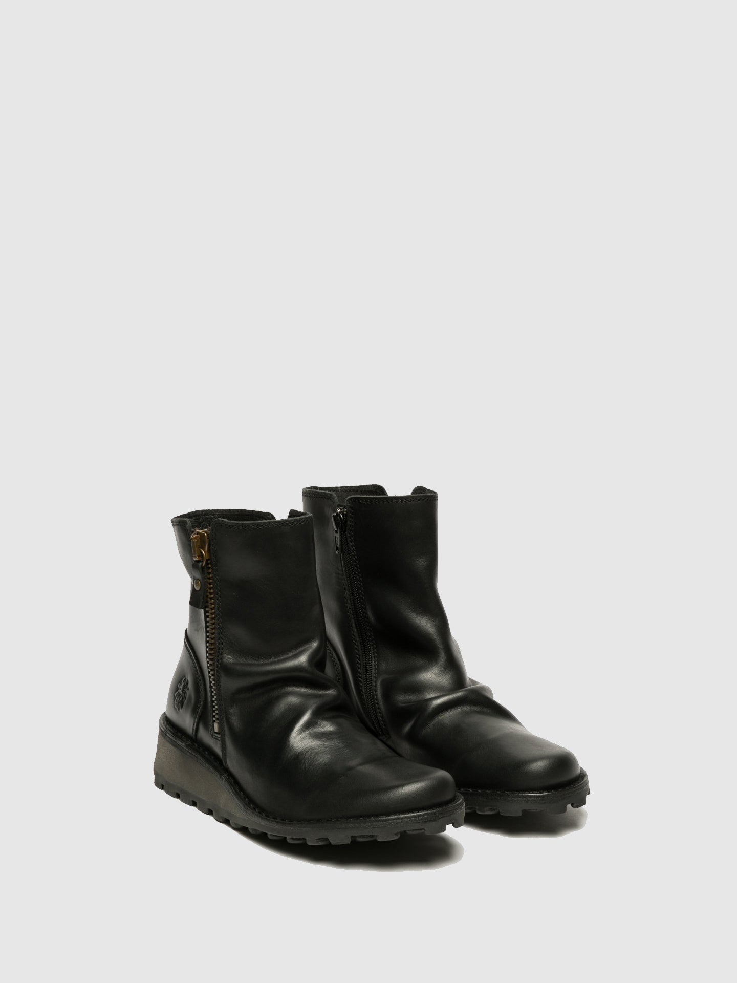 Fly London Black Zip Up Ankle Boots