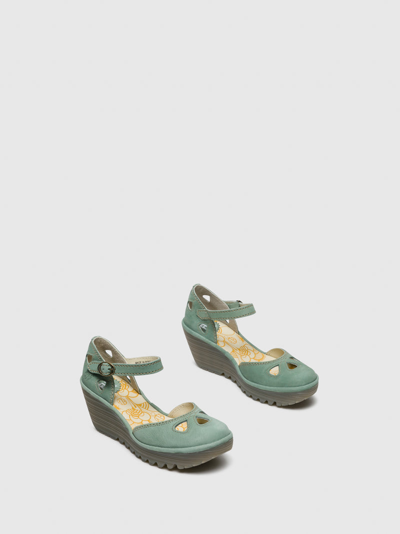 Fly London Green Buckle Sandals