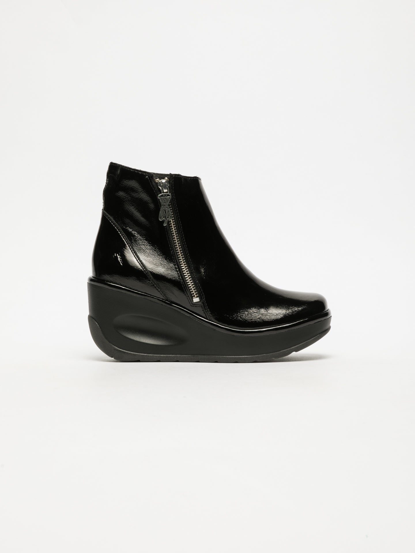 Fly London Coal Black Zip Up Ankle Boots