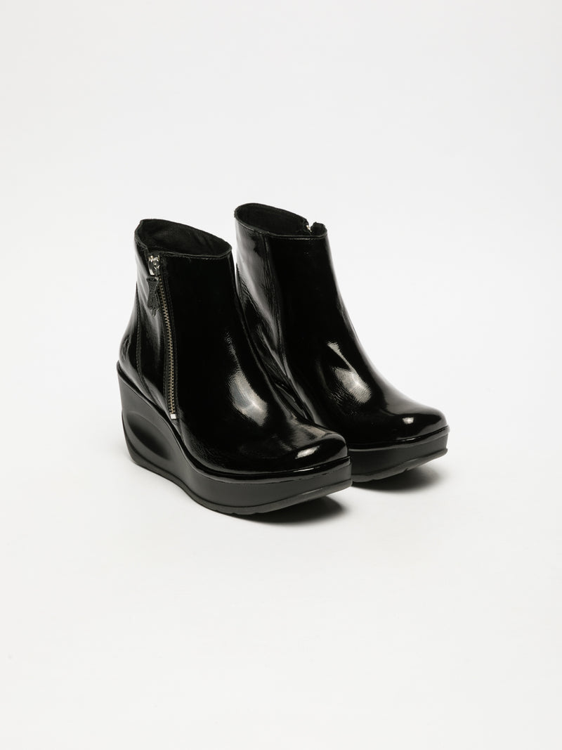 Fly London Coal Black Zip Up Ankle Boots