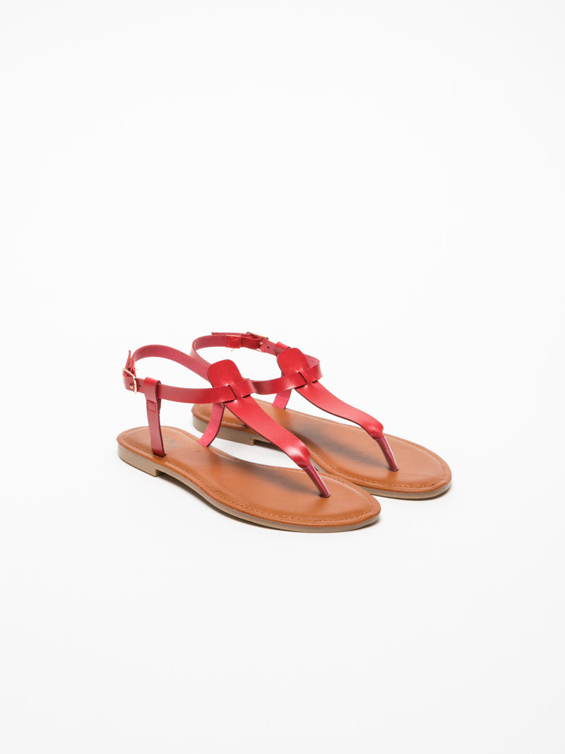 Foreva Red T-Strap Sandals