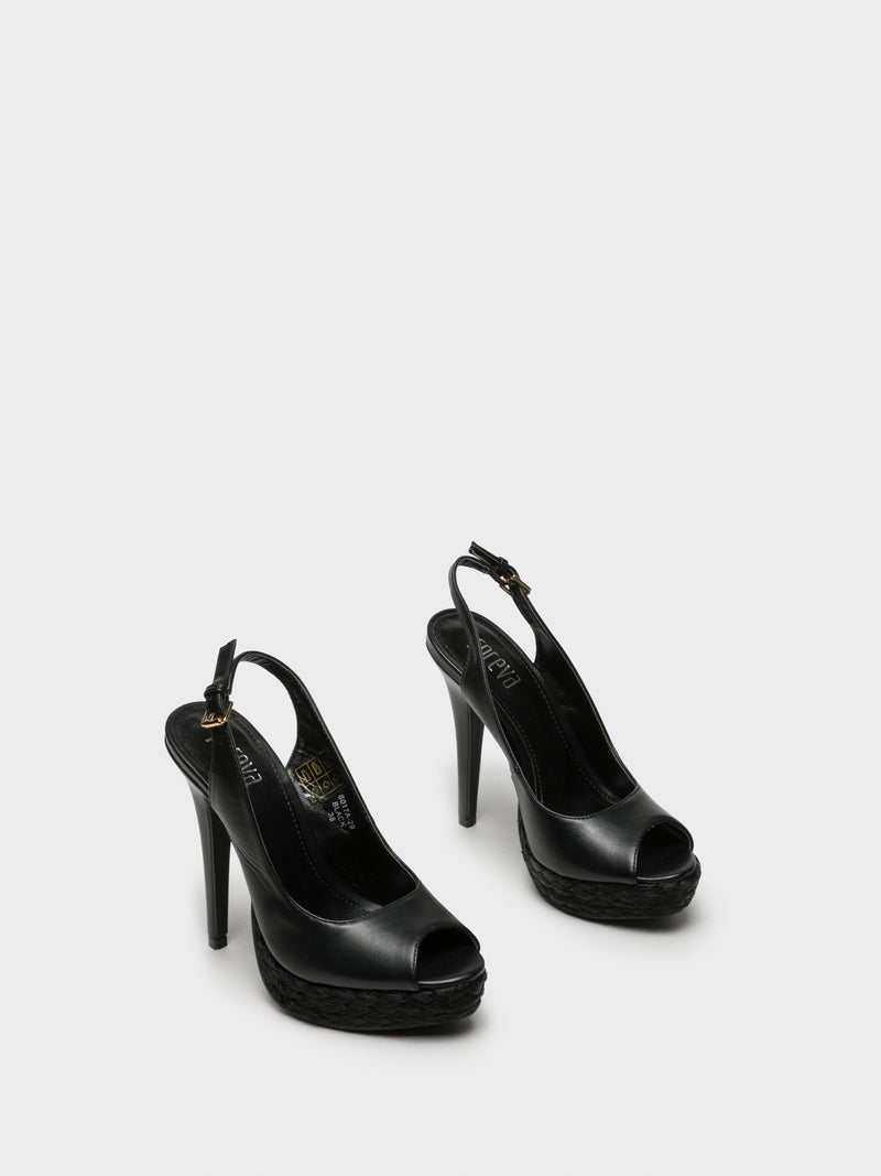 Foreva Black Sling-Back Pumps Sandals