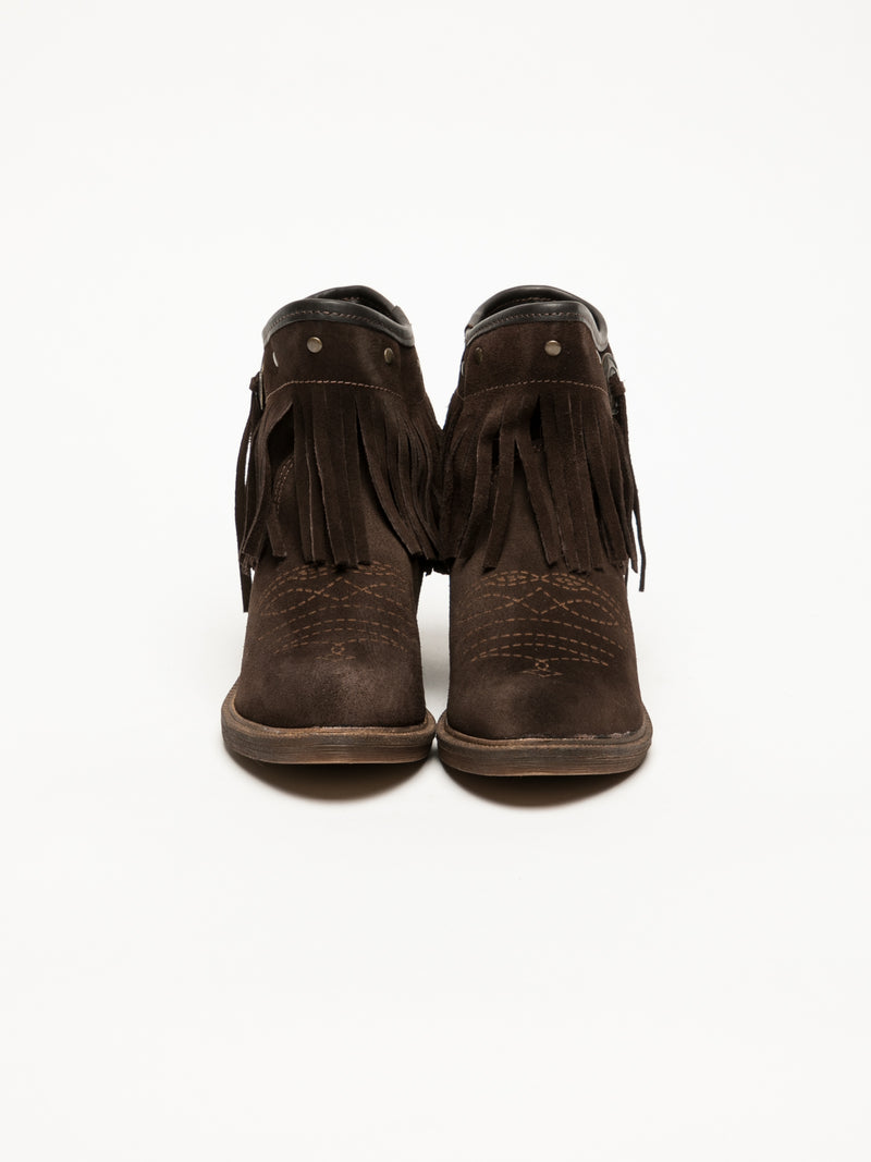 Foreva Brown Fringed Ankle Boots