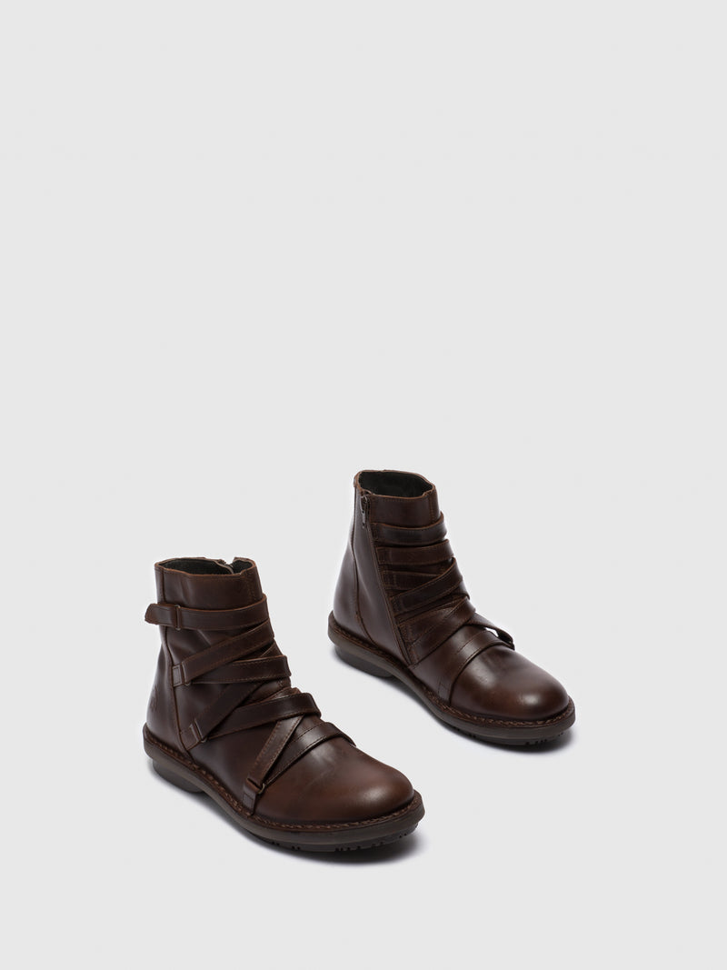 Fly London Brown Zip Up Ankle Boots