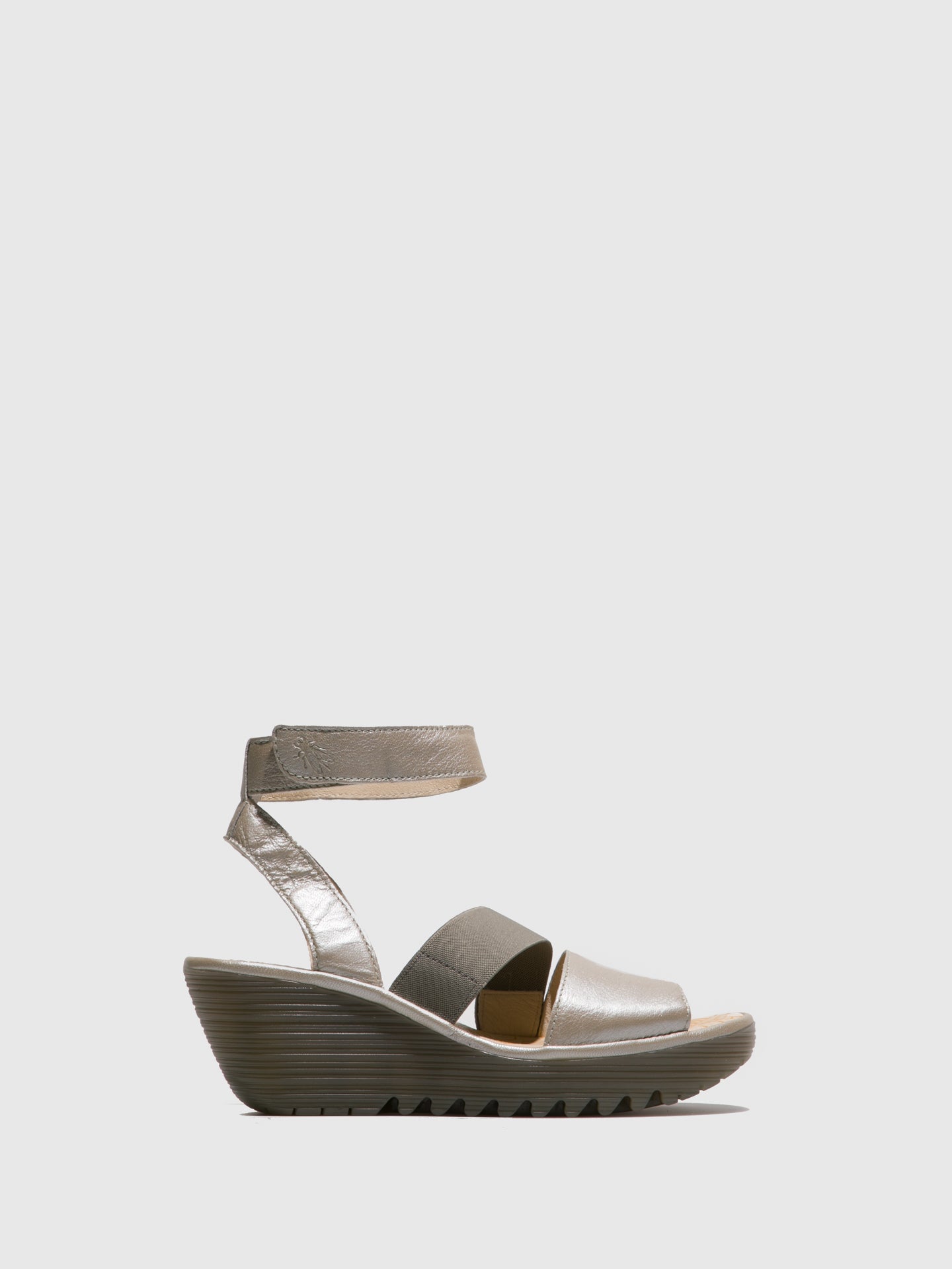 Fly London Silver Ankle Strap Sandals