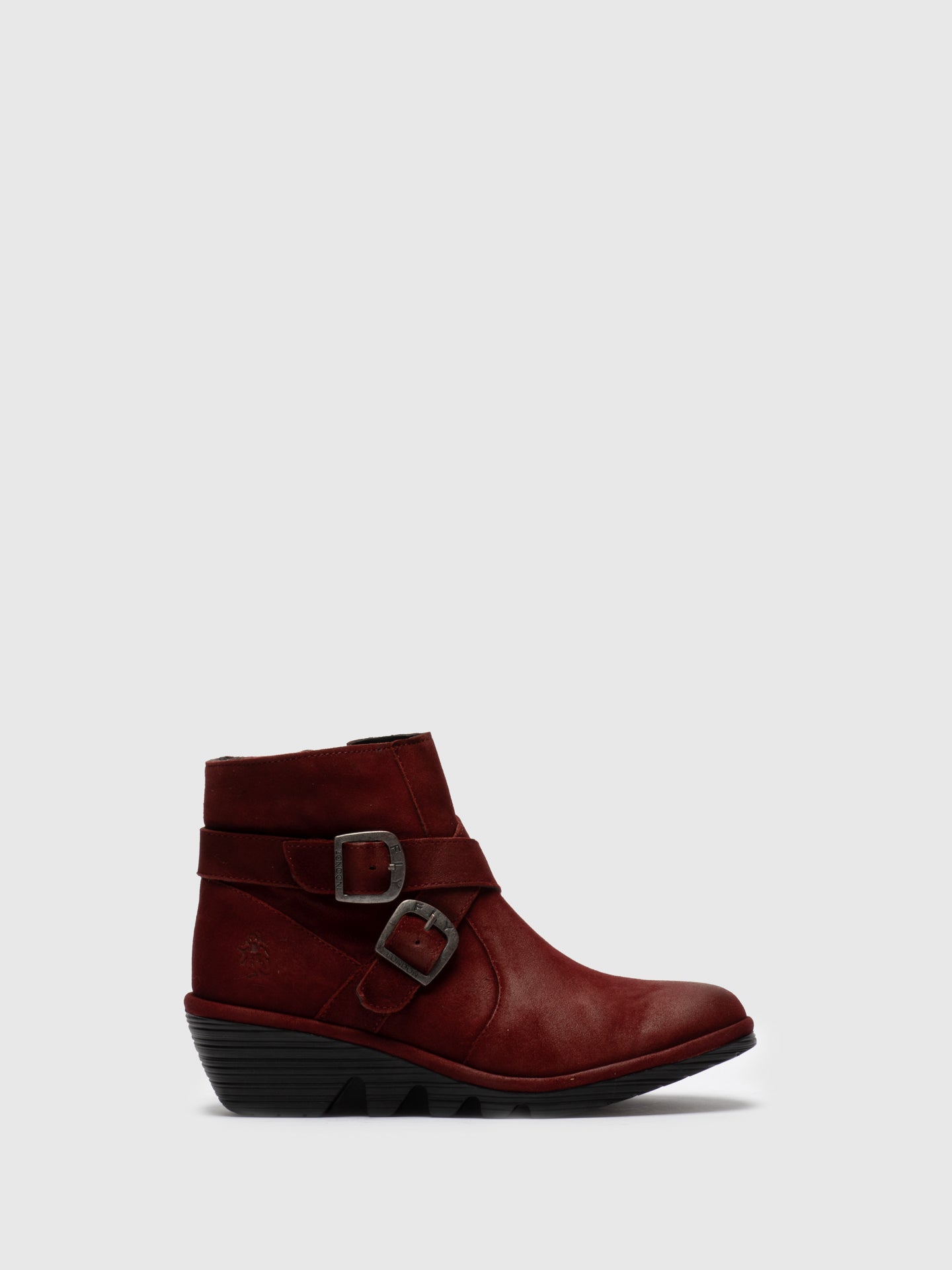 Fly London Red Buckle Ankle Boots