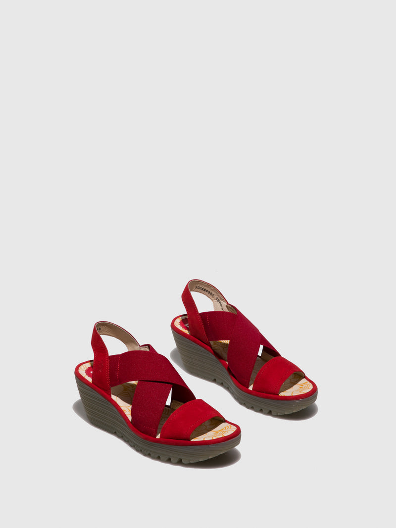 Fly London Red Crossover Sandals