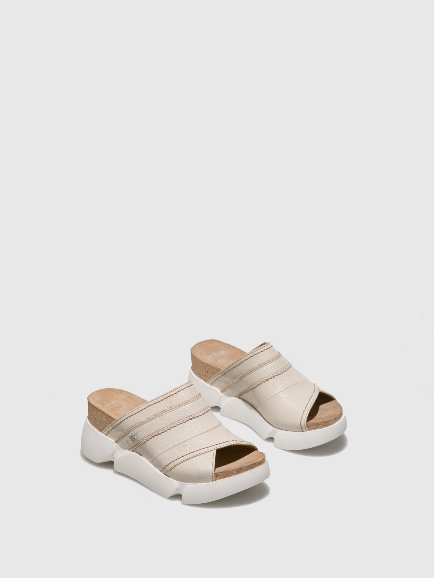 Fly London White Open Toe Mules