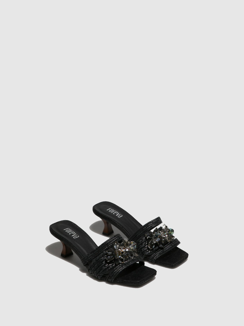 Foreva Black Appliqués Sandals