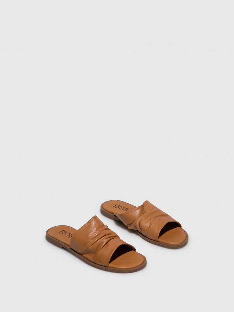Foreva Brown Open Toe Mules