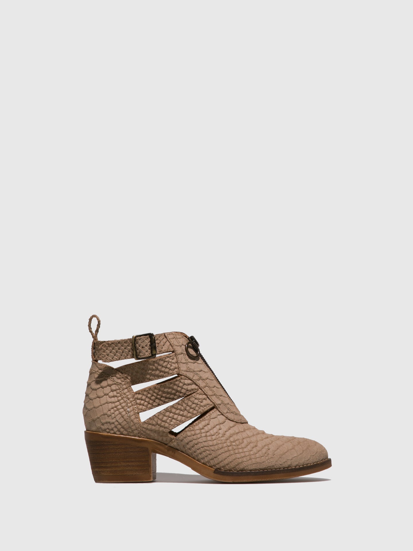 Foreva Beige Buckle Ankle Boots