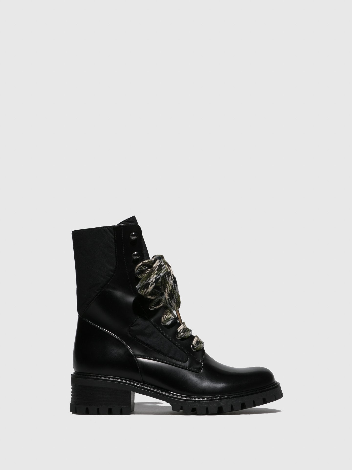 JJ Heitor Black Lace-up Ankle Boots