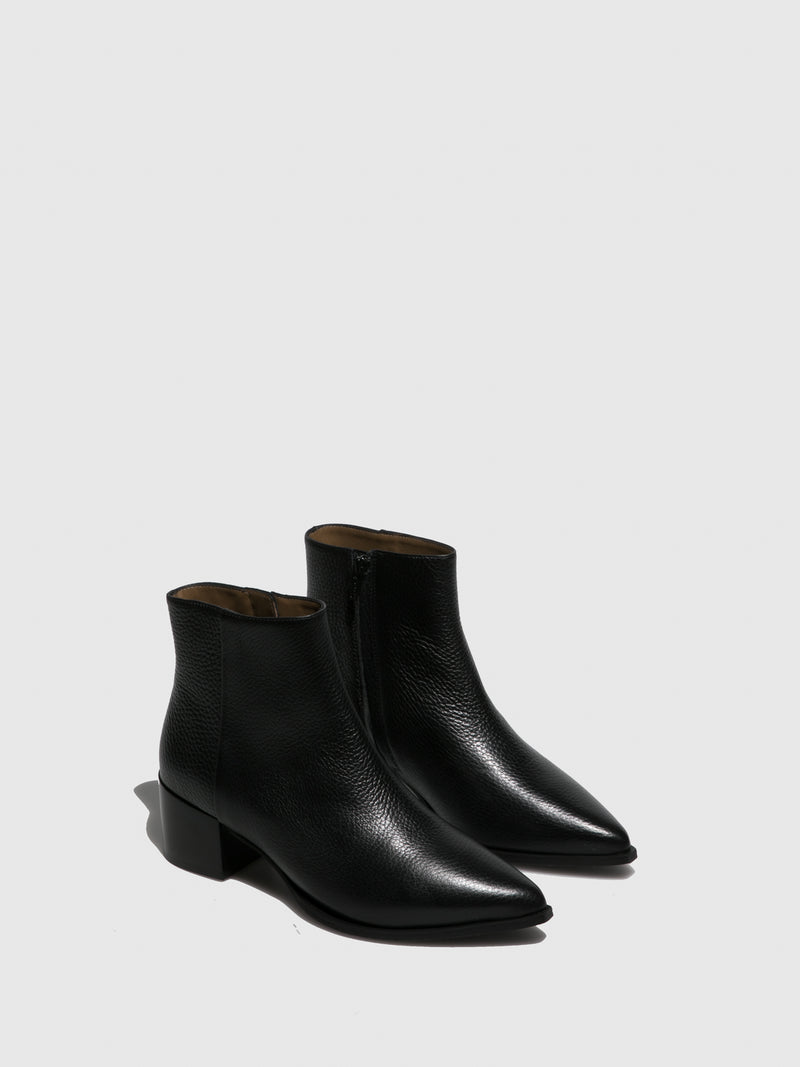 JJ Heitor Black Zip Up Ankle Boots