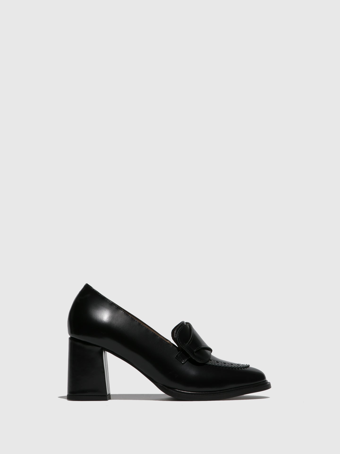 JJ Heitor Black Chunky Heel Shoes