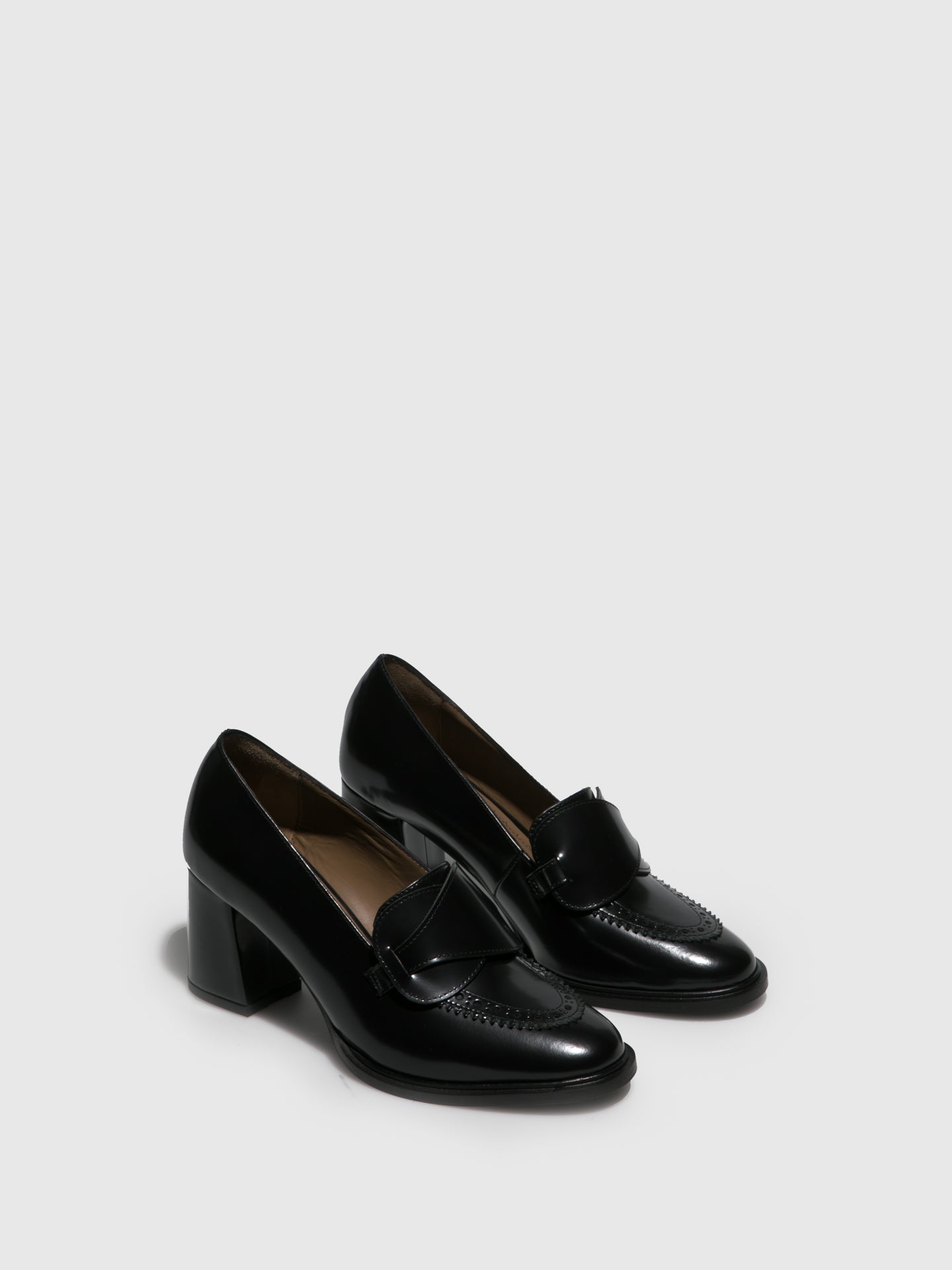 JJ Heitor Black Chunky Heel Shoes