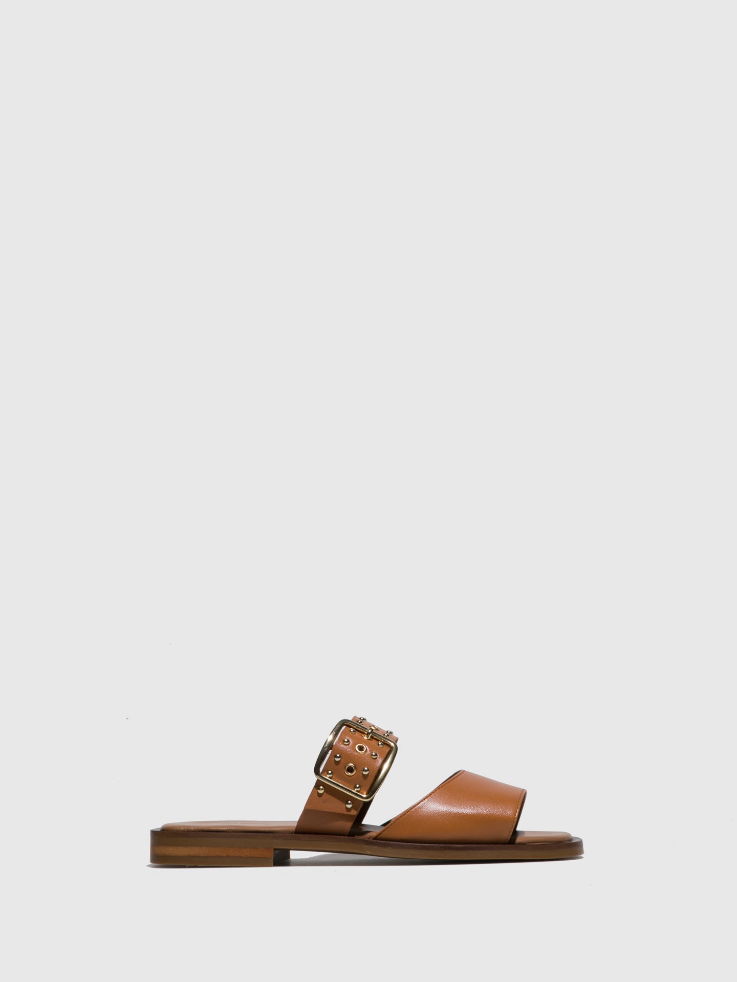 JJ Heitor Camel Leather Flat Sandals