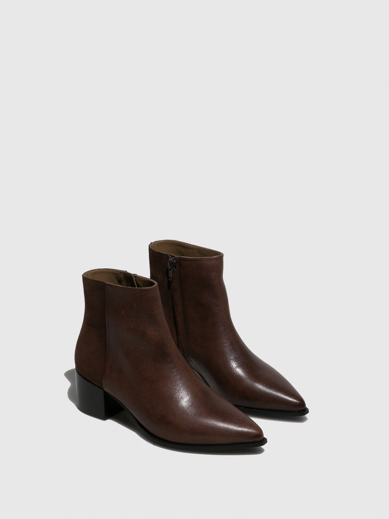 JJ Heitor Brown Zip Up Ankle Boots