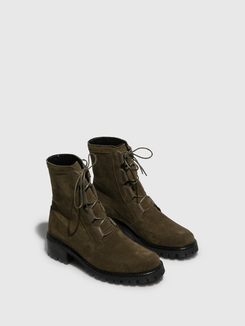 JJ Heitor Khaki Lace-up Ankle Boots