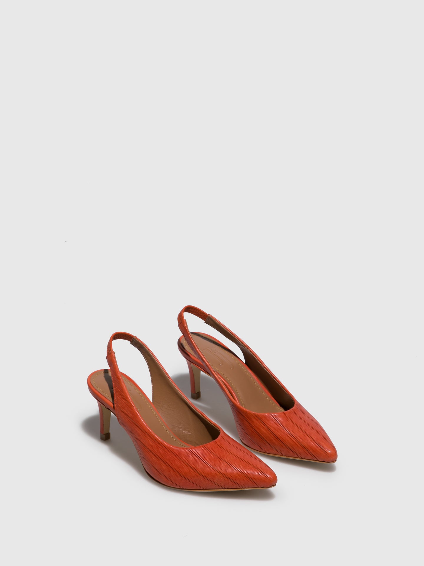 JJ Heitor Orange Leather Stiletto Mules