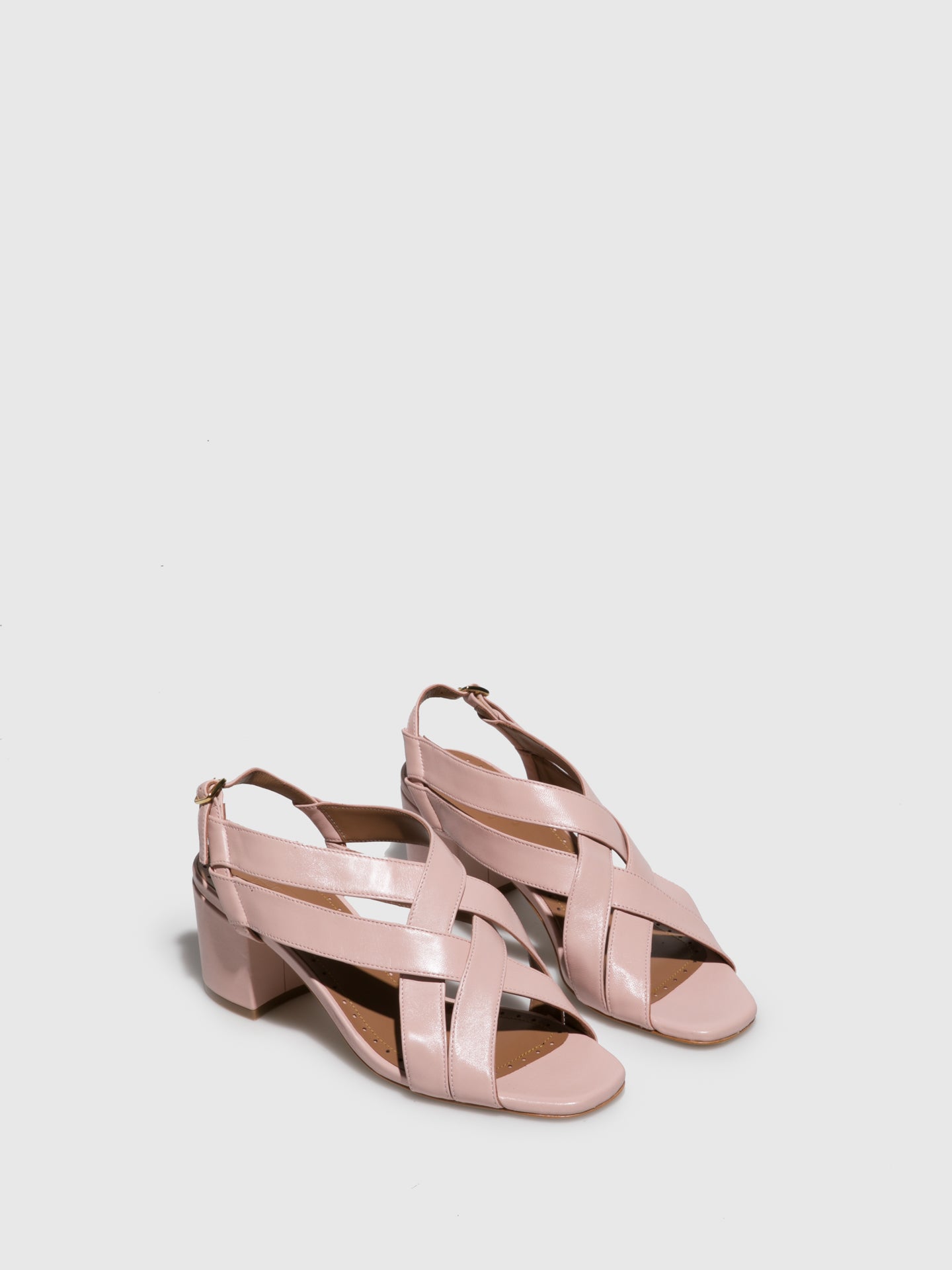 JJ Heitor Pink Leather Heel Sandals