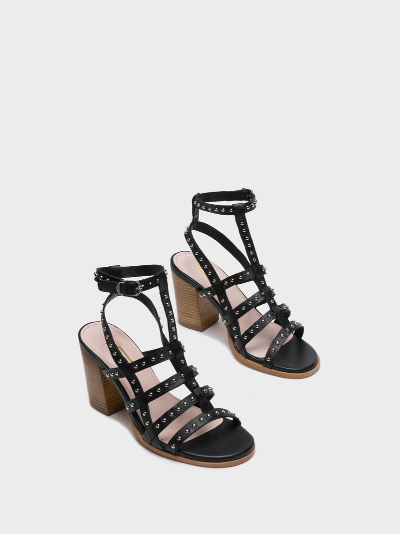 JJ Heitor Black Strappy Sandals