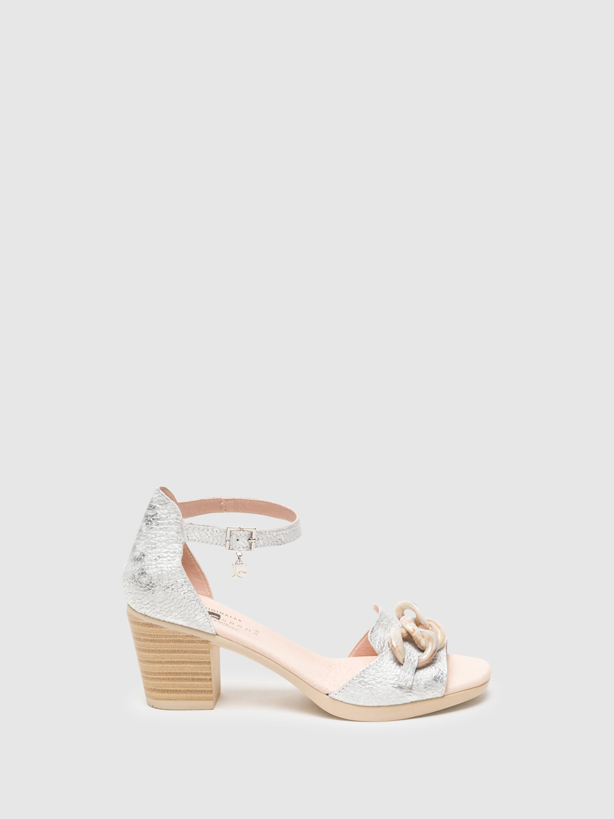 Jose Saenz Silver Ankle Strap Sandals