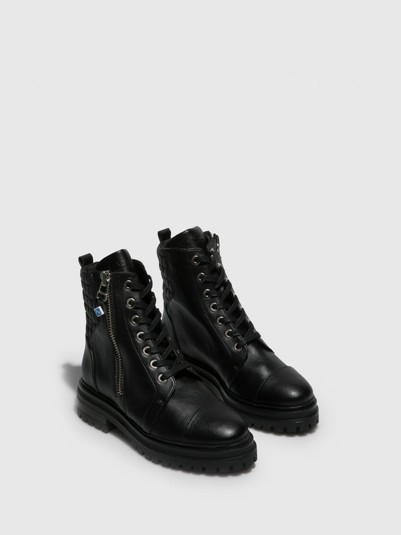 Lazuli Black Lace-up Ankle Boots