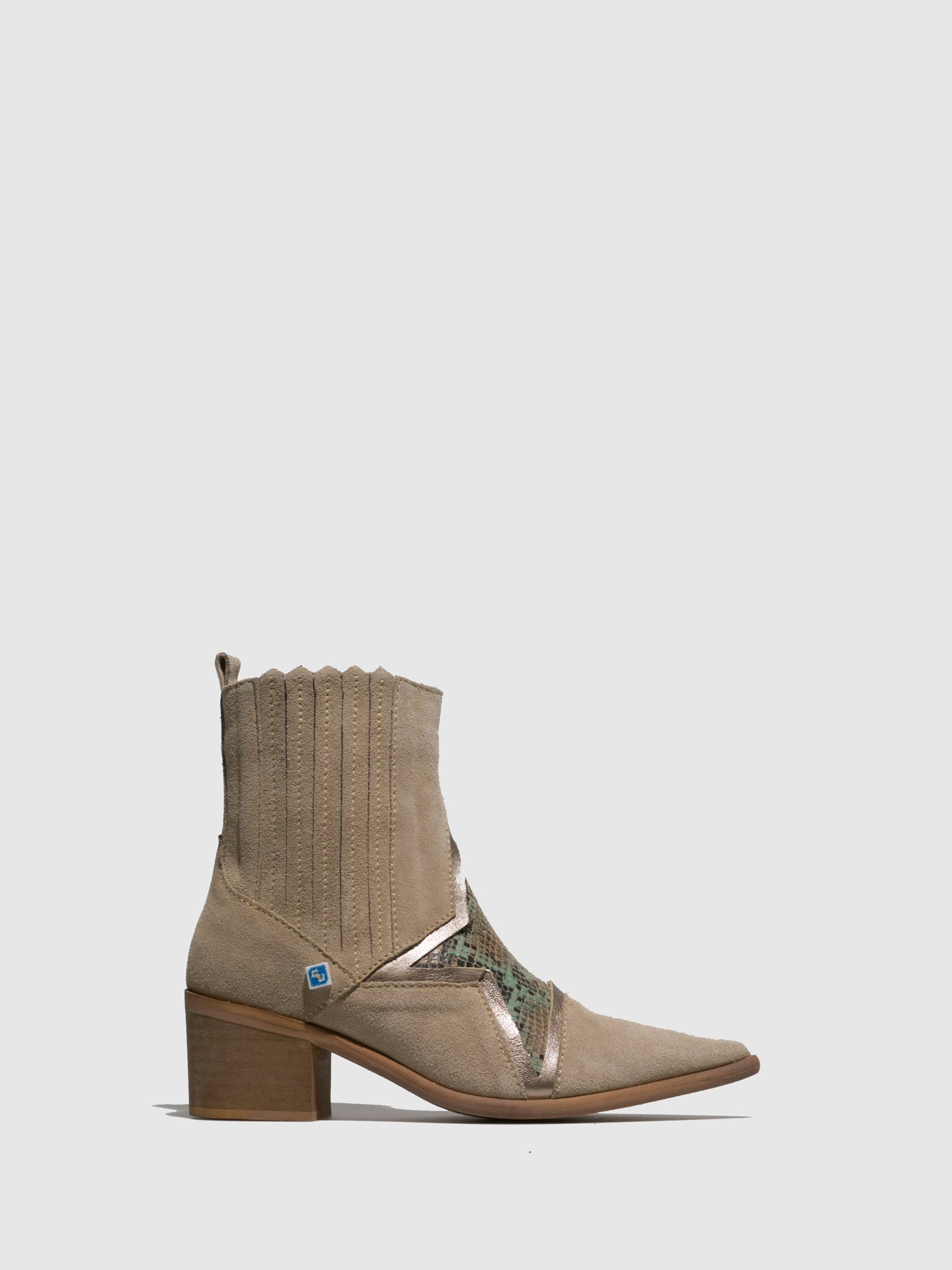 Lazuli Beige Cowboy Ankle Boots