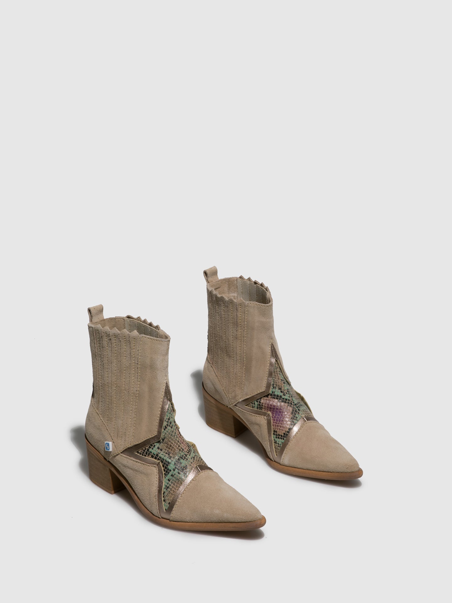 Lazuli Beige Cowboy Ankle Boots