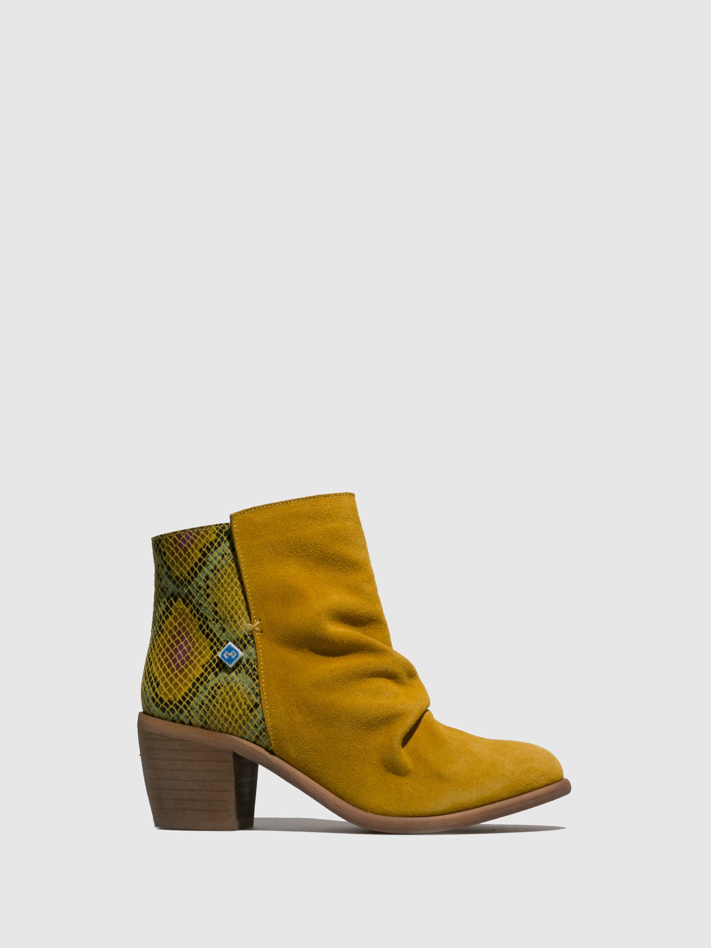 Lazuli Yellow Round Toe Ankle Boots