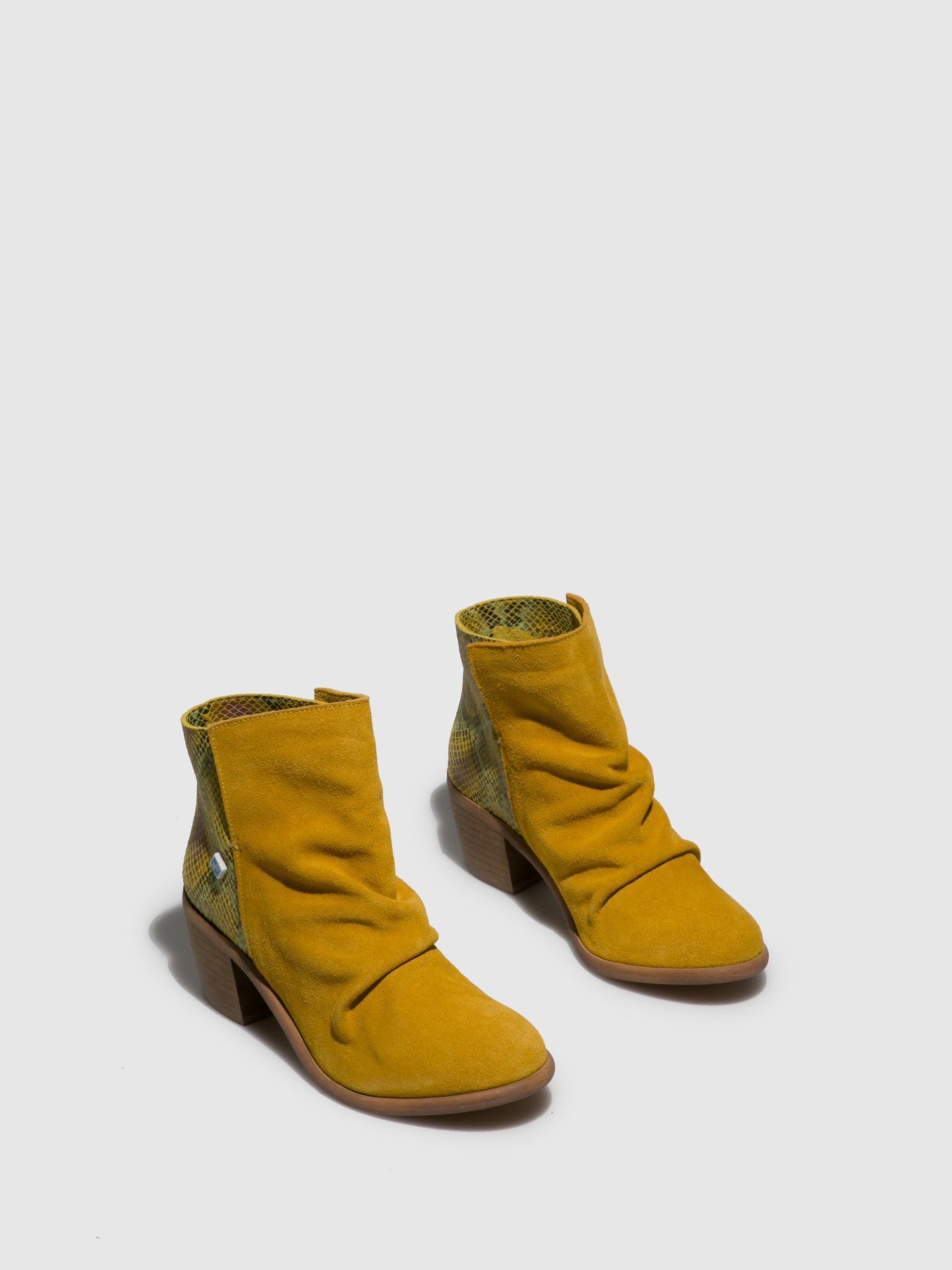 Lazuli Yellow Round Toe Ankle Boots