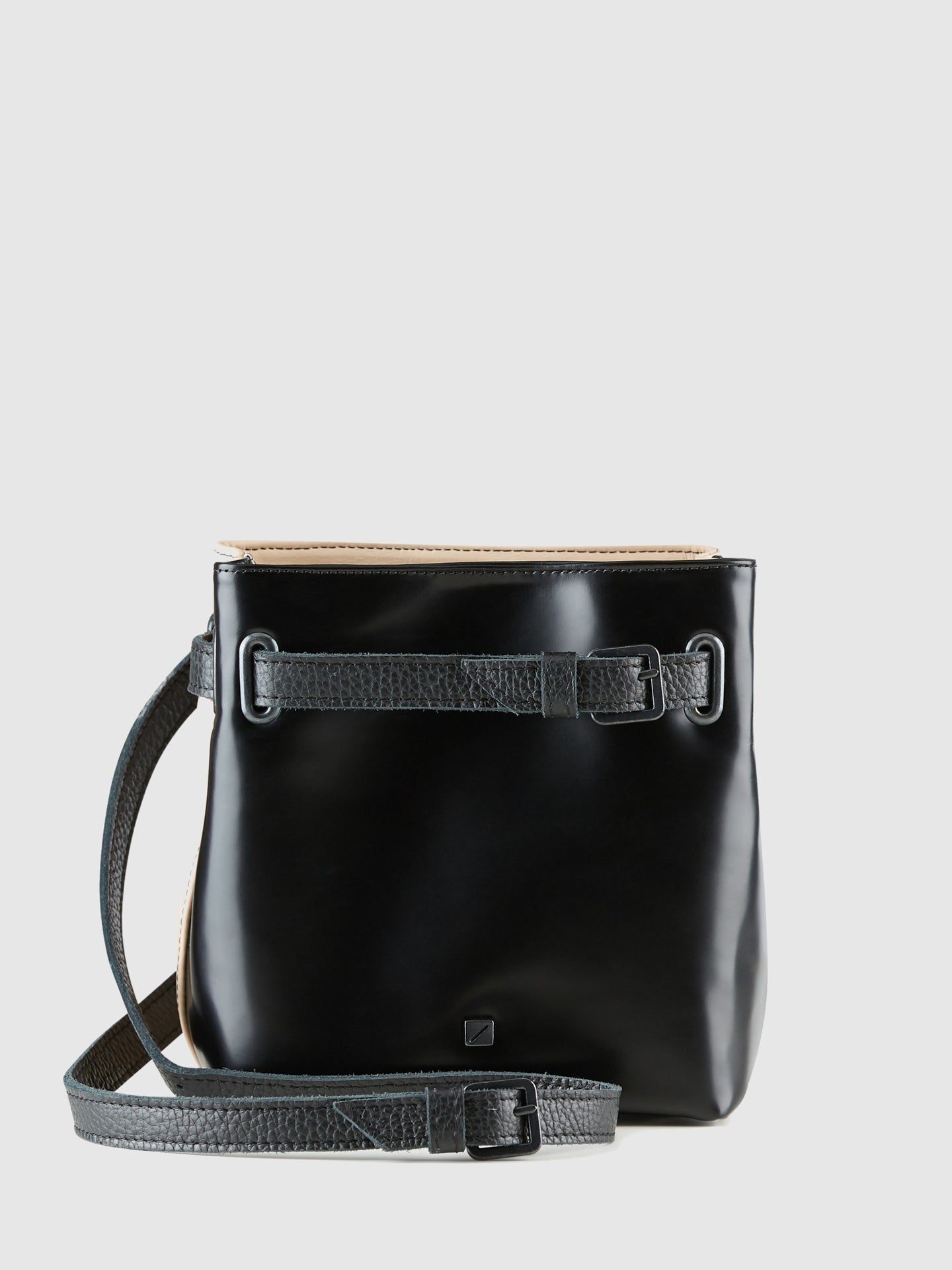 Maria Maleta Black and Pale Pink Reversible Crossbody Bag