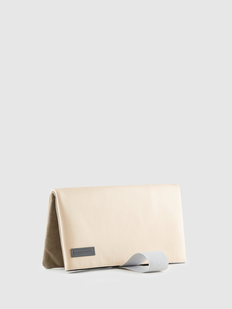 Maria Maleta Pale Pink and Gray Reversible Clutch Bag