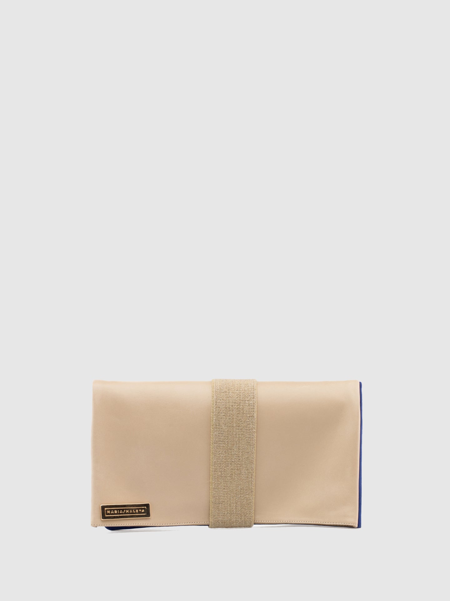 Maria Maleta Navy and Beige Reversible Clutch Bag