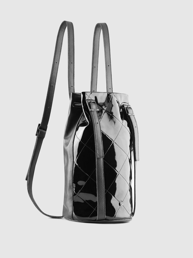 Maria Maleta Black Leather Reversible Backpack