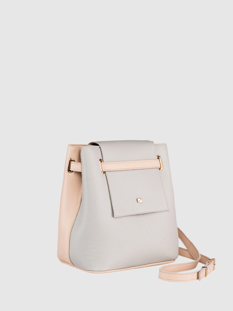 Maria Maleta Pale Pink and Gray Crossbody Bag