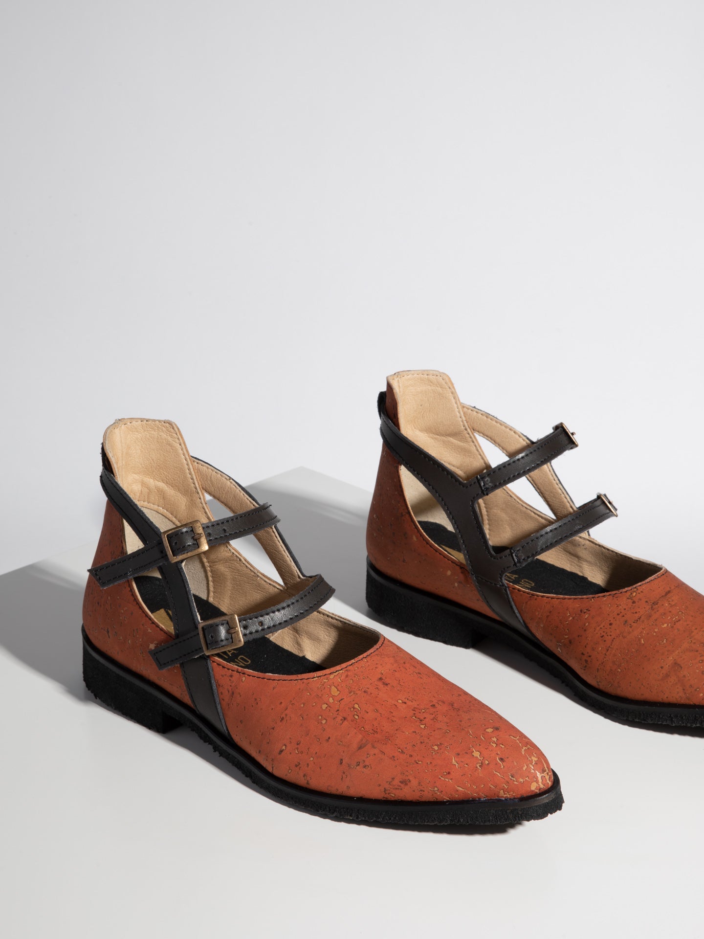 Marita Moreno Orange Buckle Shoes