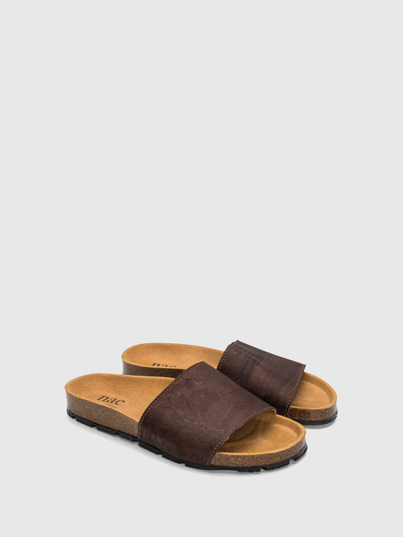 NAE Vegan Shoes Brown Flat Sandals
