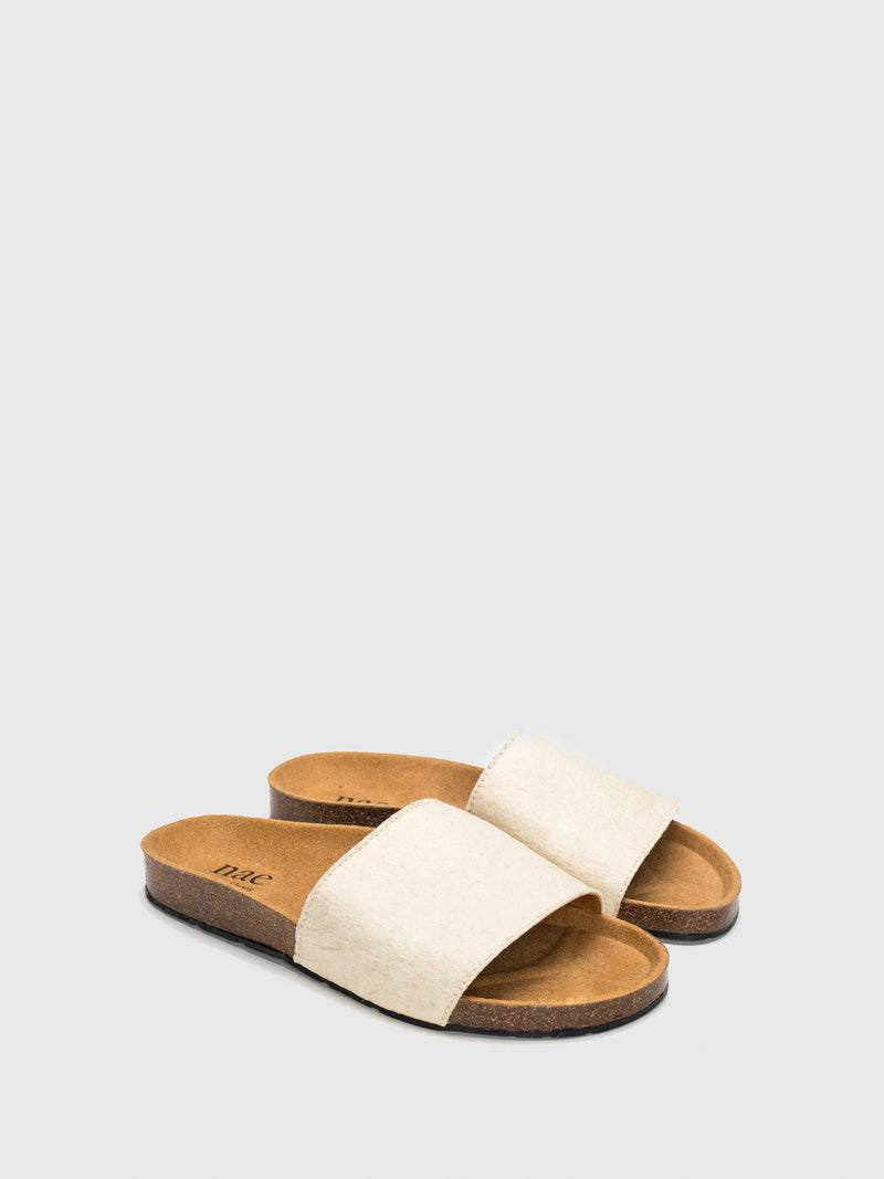 NAE Vegan Shoes White Flat Sandals